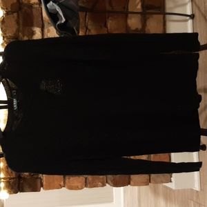 Women's Lauren Ralph Lauren Cable Knit Sweater Size M With Black Embellished